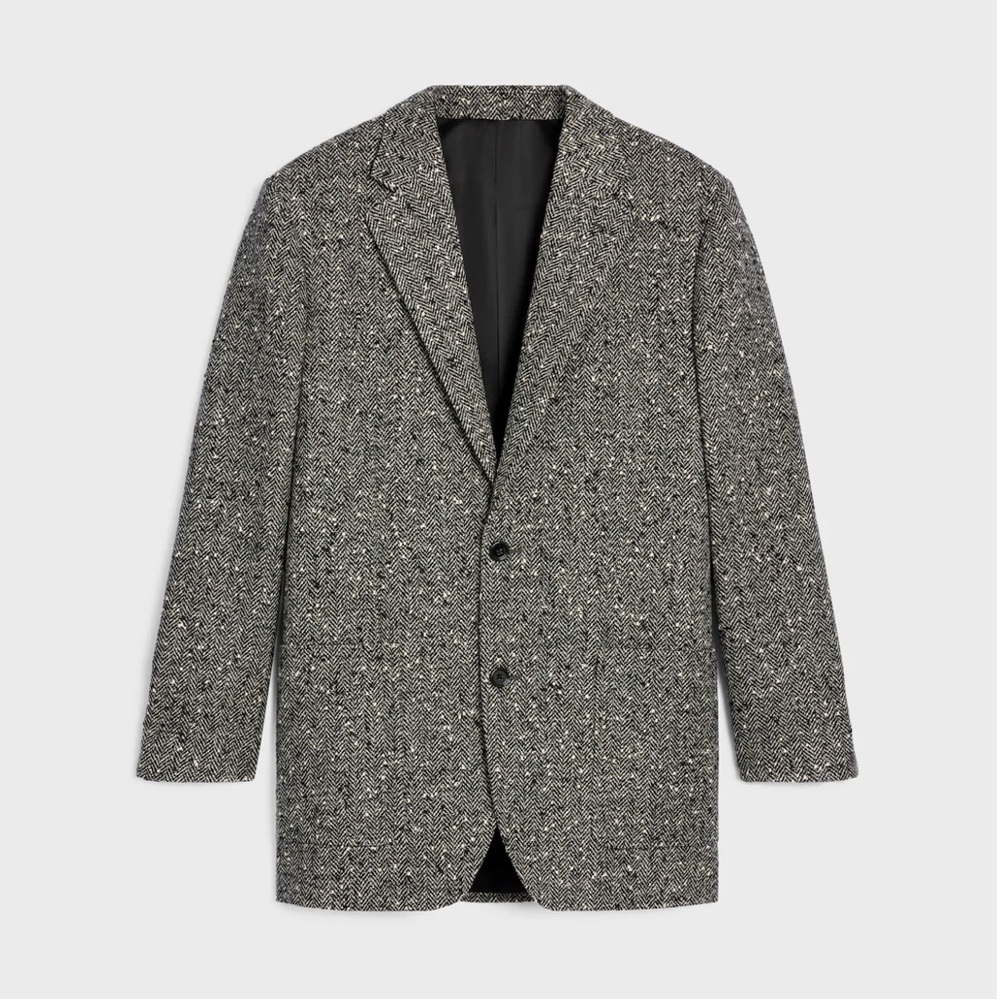 H&M Herringbone Black and White Textured Blazer